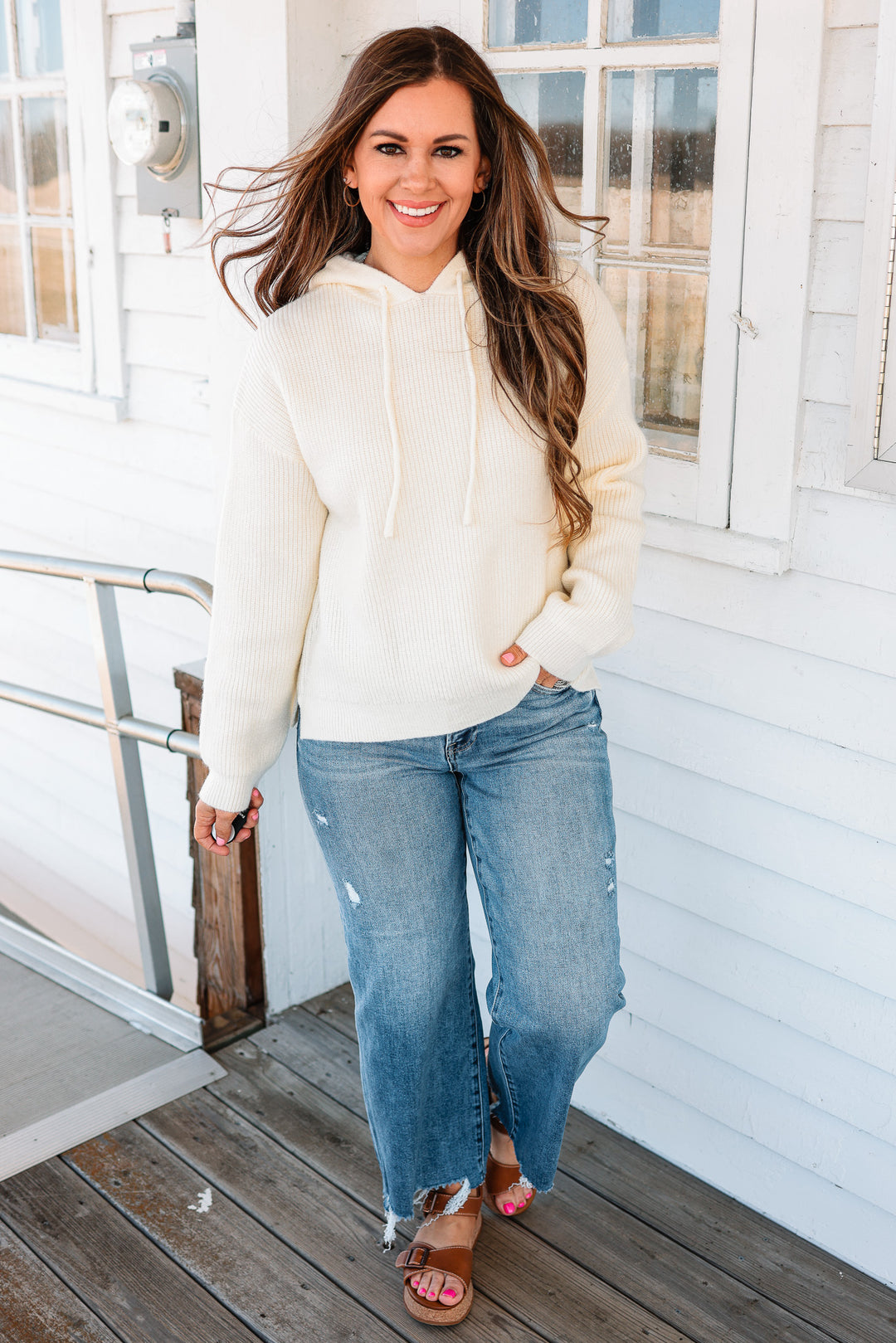 Jordyn Ribbed Knit Sweater Hoodie