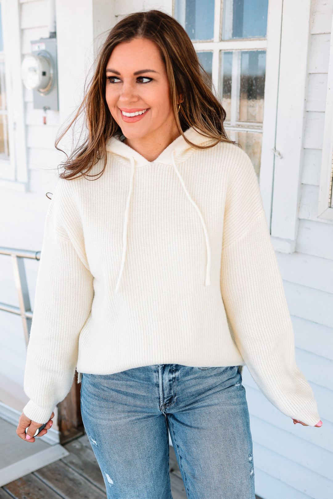 Jordyn Ribbed Knit Sweater Hoodie