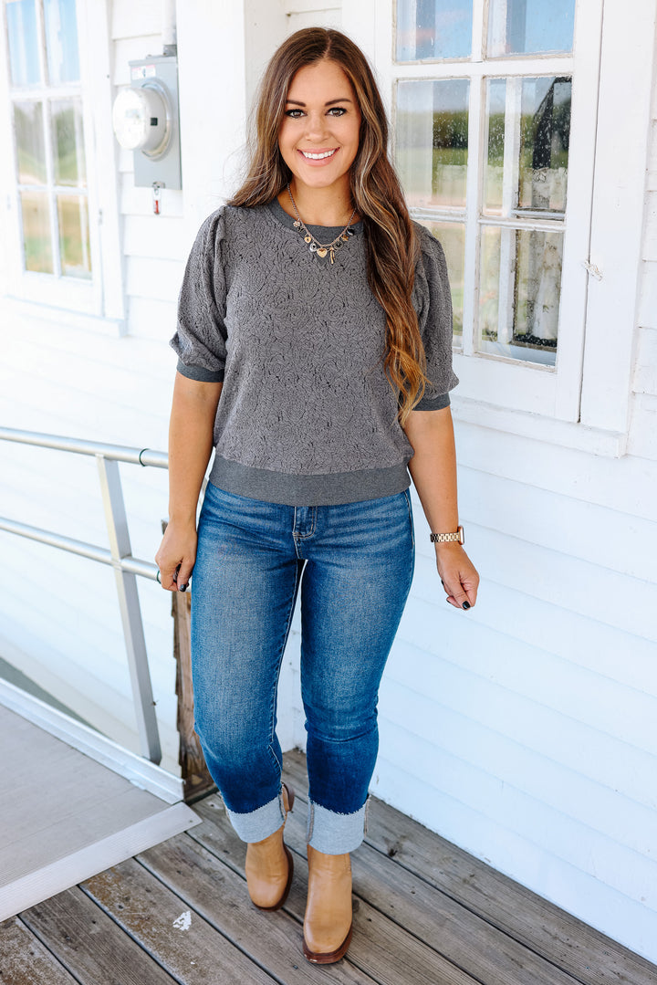 Clara Floral Textured Knit Top