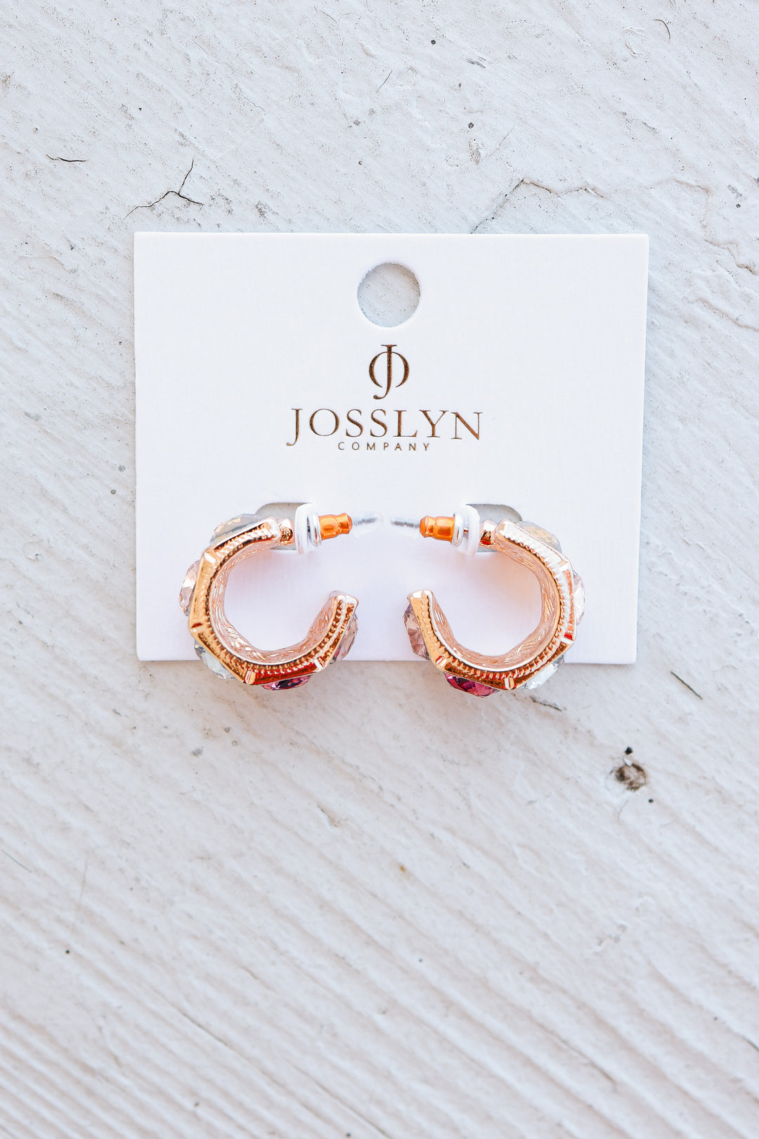 Multi Color Gem Crystal Hoop Earrings