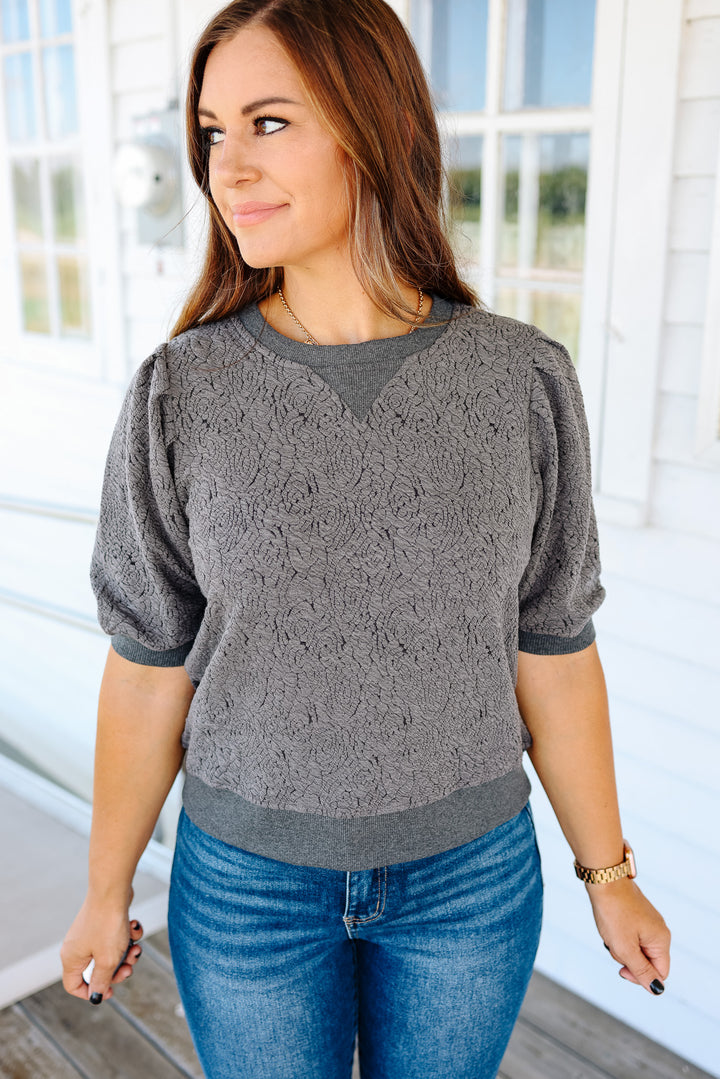 Clara Floral Textured Knit Top