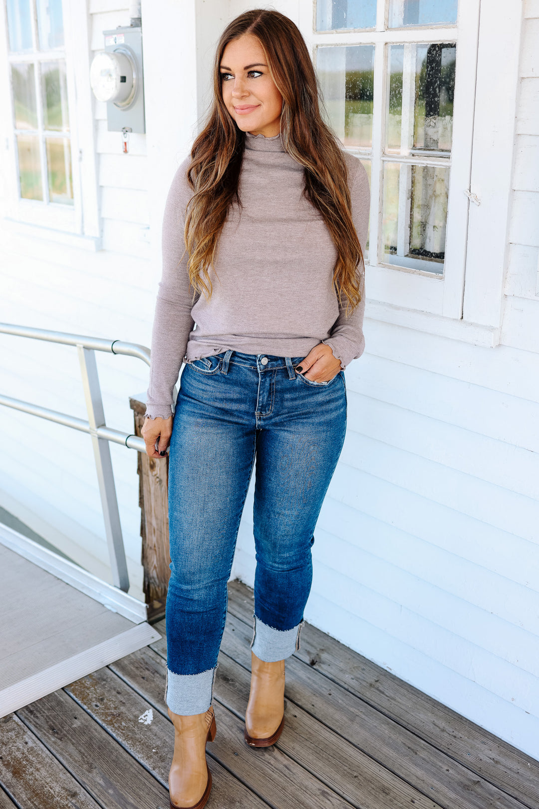 LOVERVET: Sutton Cuffed Slim Straight Jeans