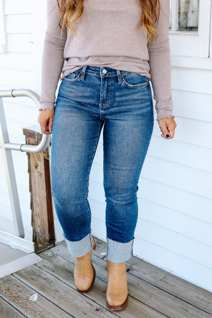 LOVERVET: Sutton Cuffed Slim Straight Jeans