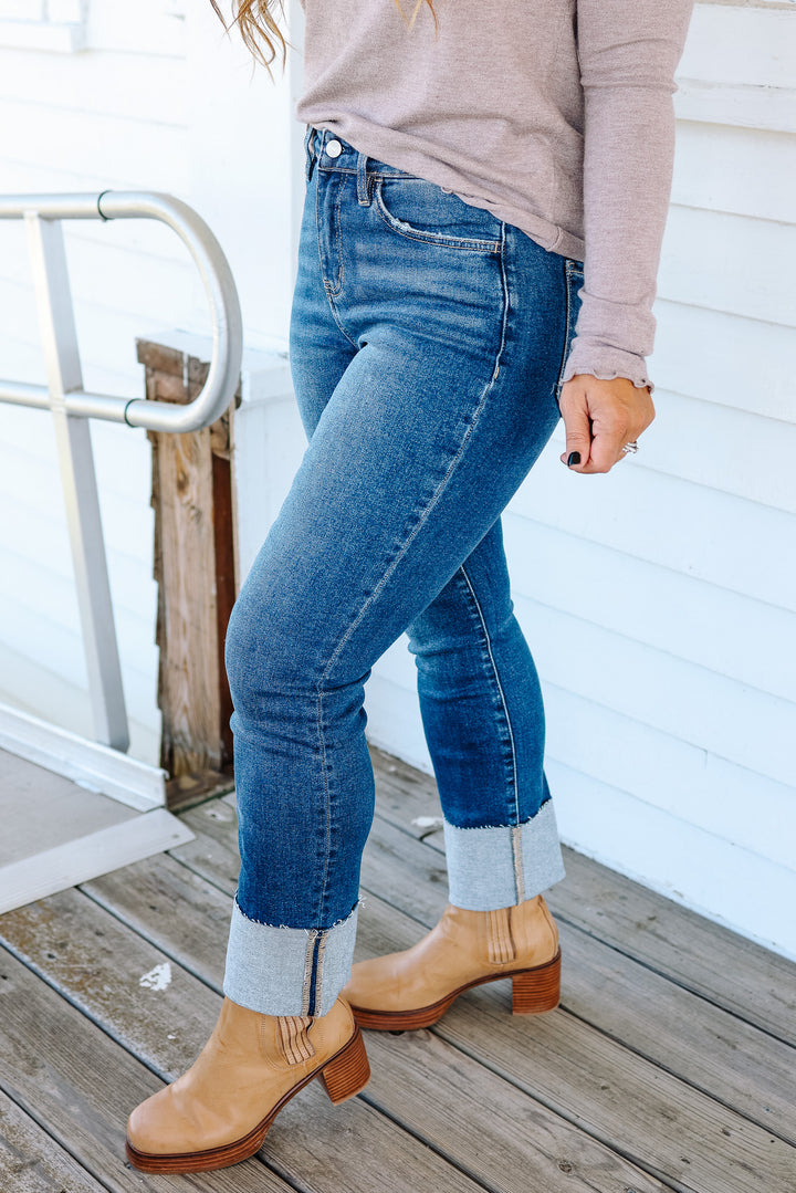 LOVERVET: Sutton Cuffed Slim Straight Jeans