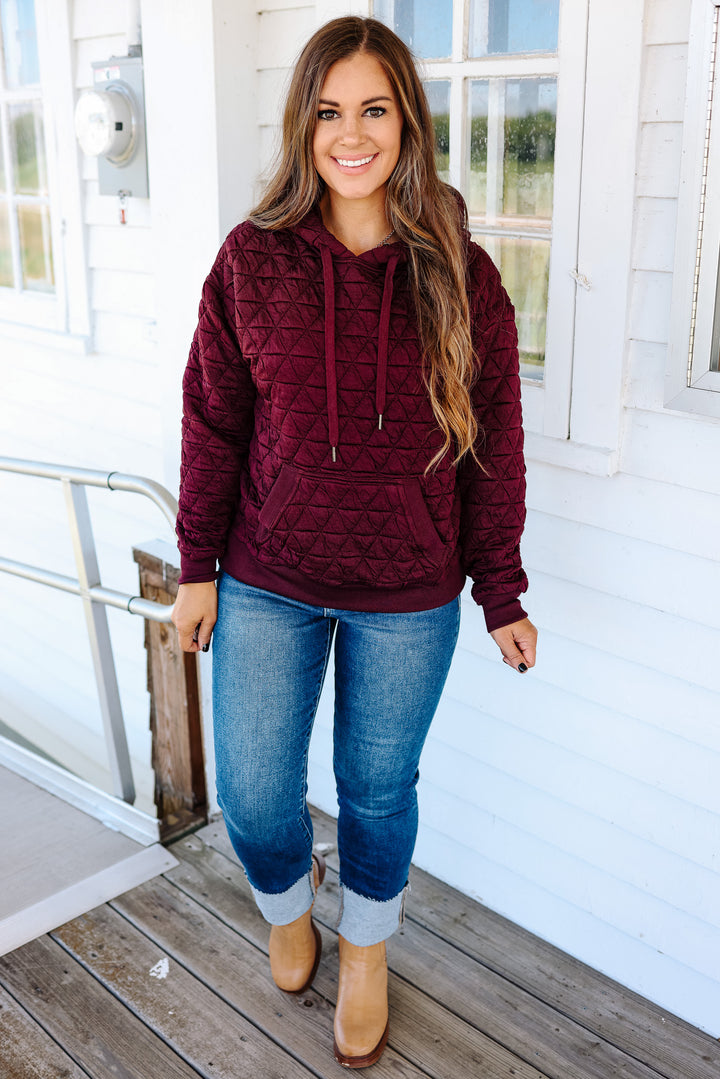 Eloise Quilted Hoodie - Wine