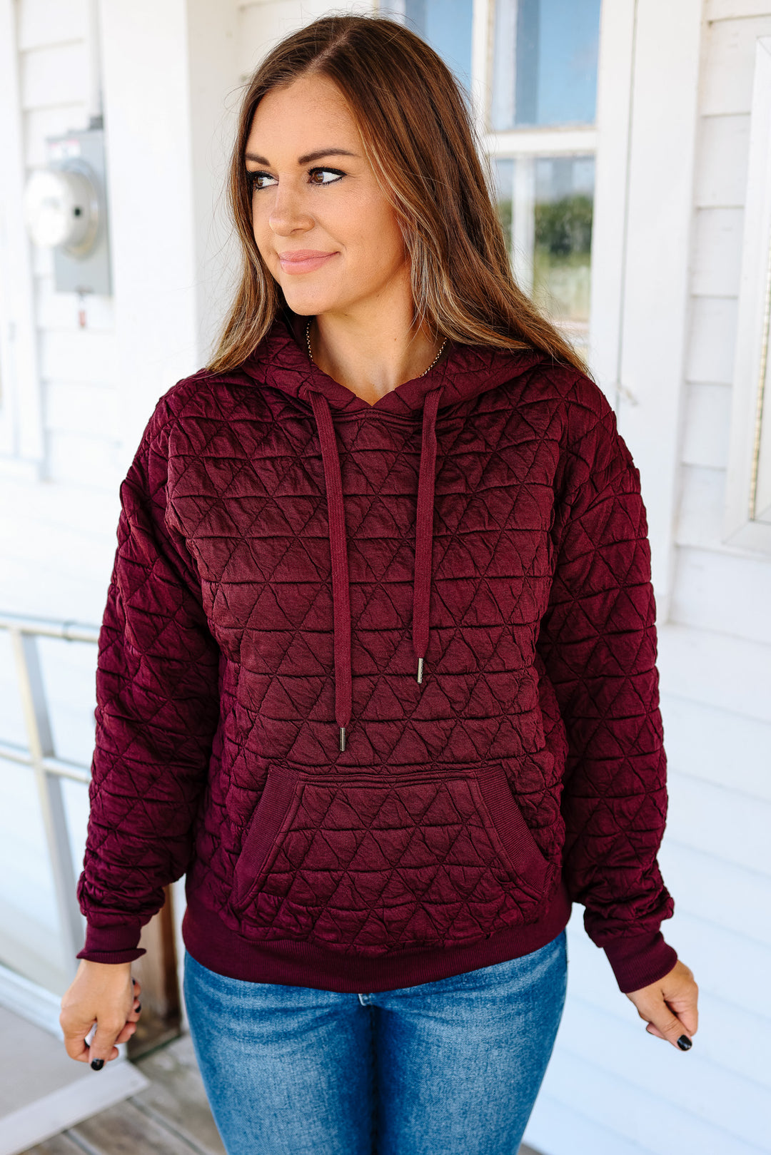 Eloise Quilted Hoodie - Wine