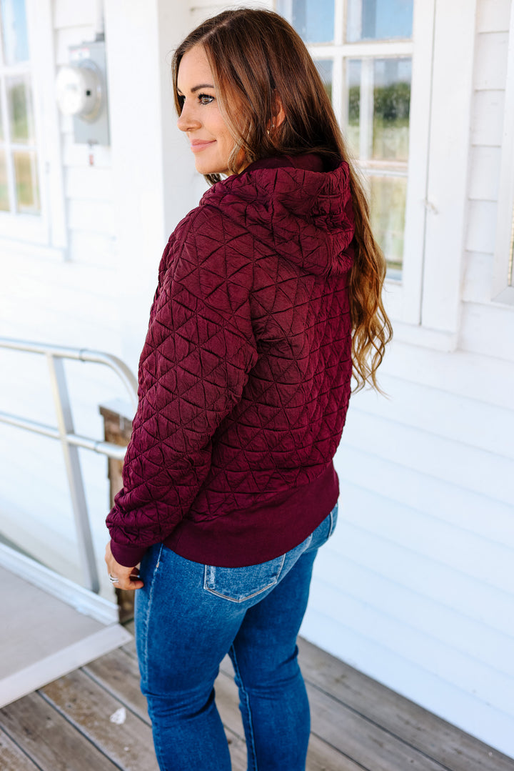 Eloise Quilted Hoodie - Wine