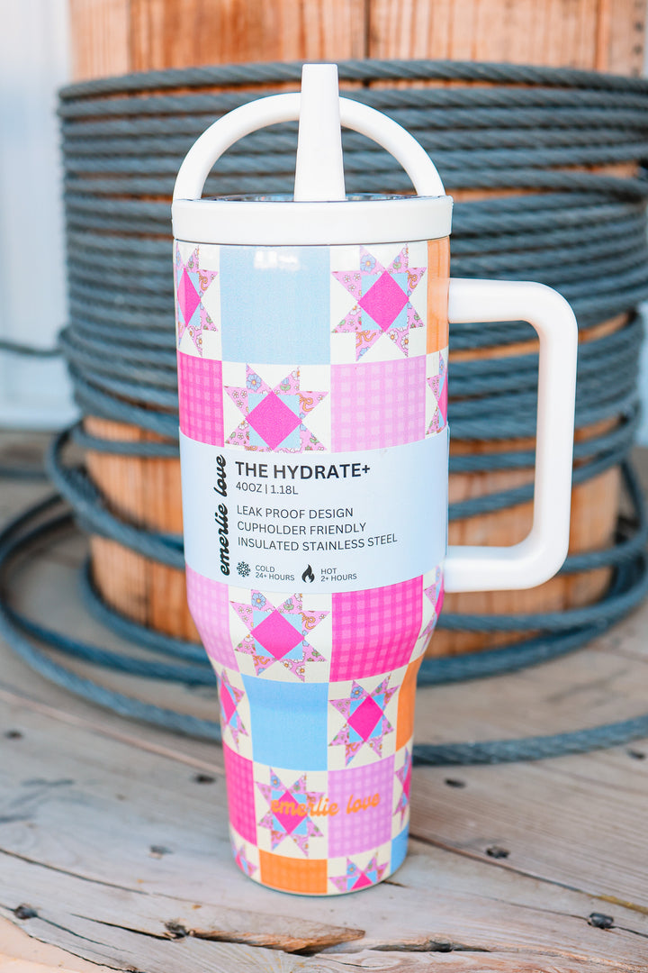 The Hydrate+ 40oz Tumbler - Patchwork Quilt