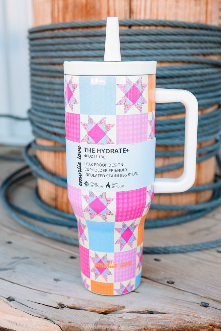 The Hydrate+ 40oz Tumbler - Patchwork Quilt