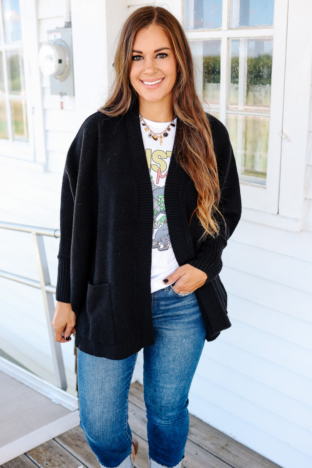 Ozzy Dolman Sleeve Cardigan - Black