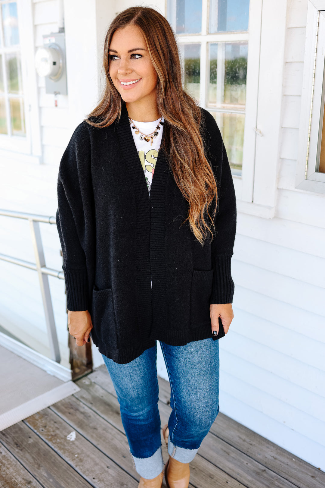 Ozzy Dolman Sleeve Cardigan - Black