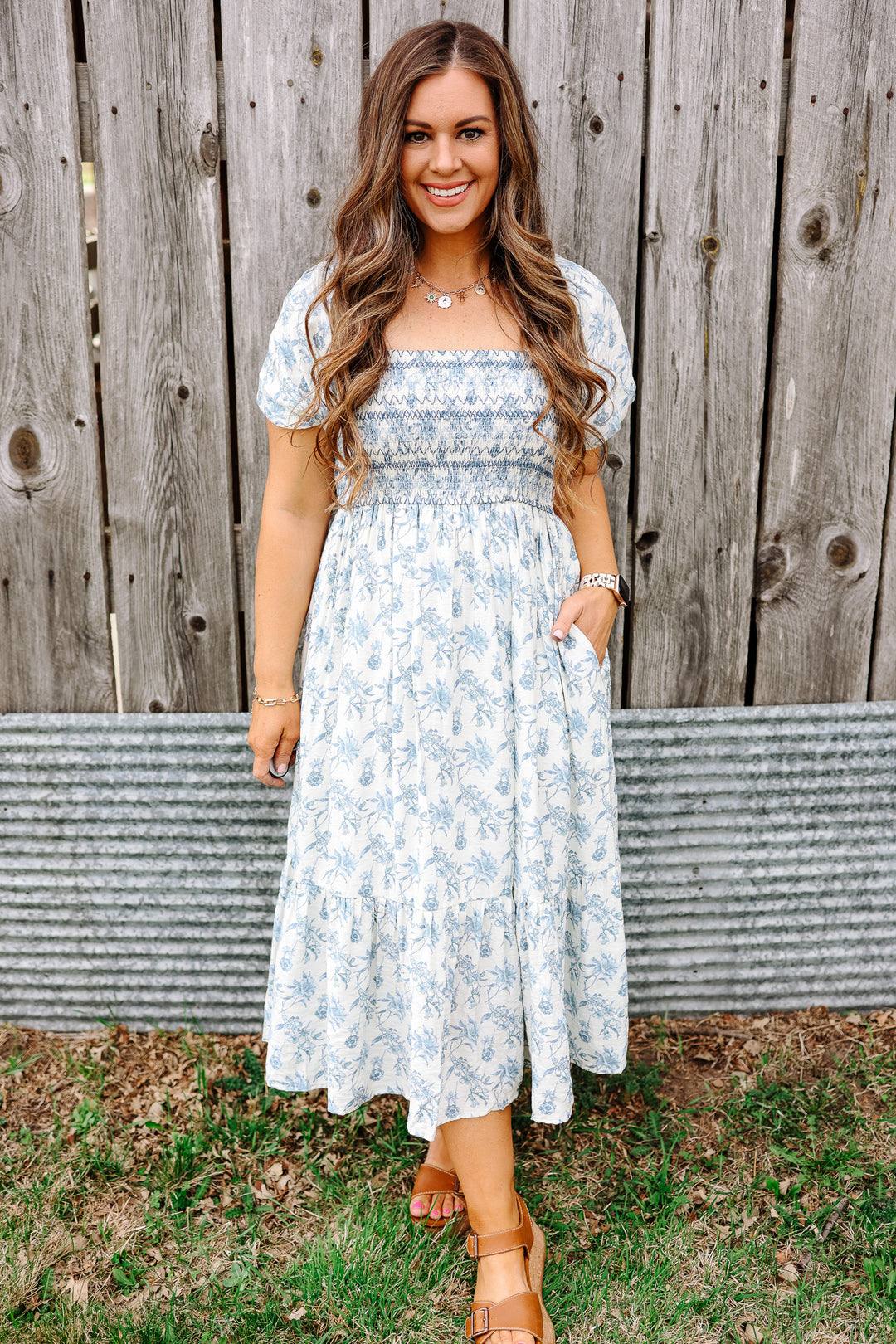 printed smocked midi dress Baltic Born Womens Cruz Smocked Midi Dress | Multi Print