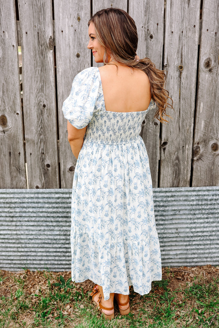 Pippa Floral Print Smocked Midi Dress