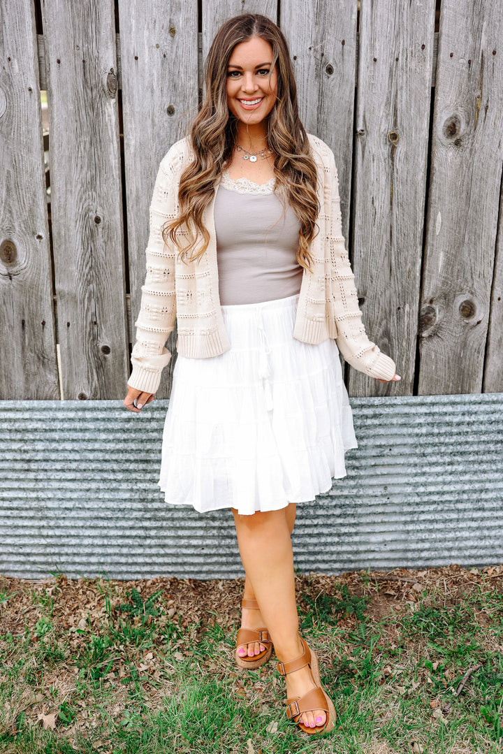 Palmer Tiered Midi Skirt - White