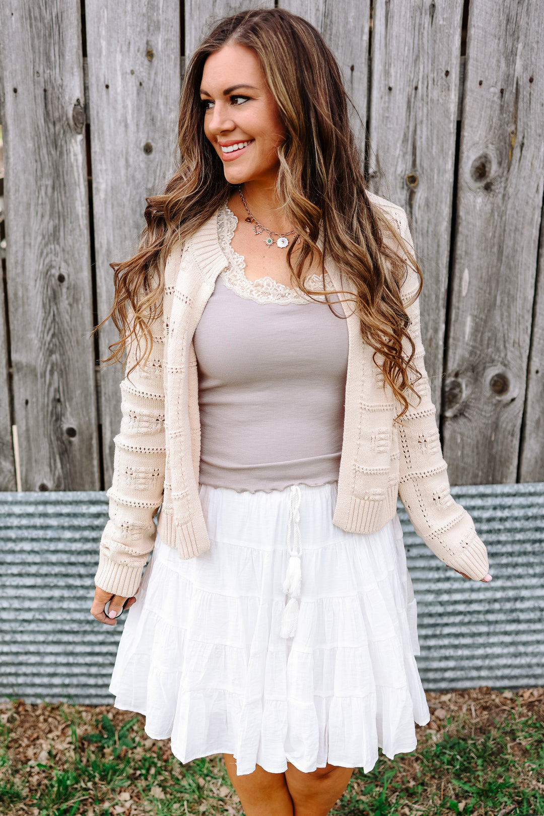 Palmer Tiered Midi Skirt - White
