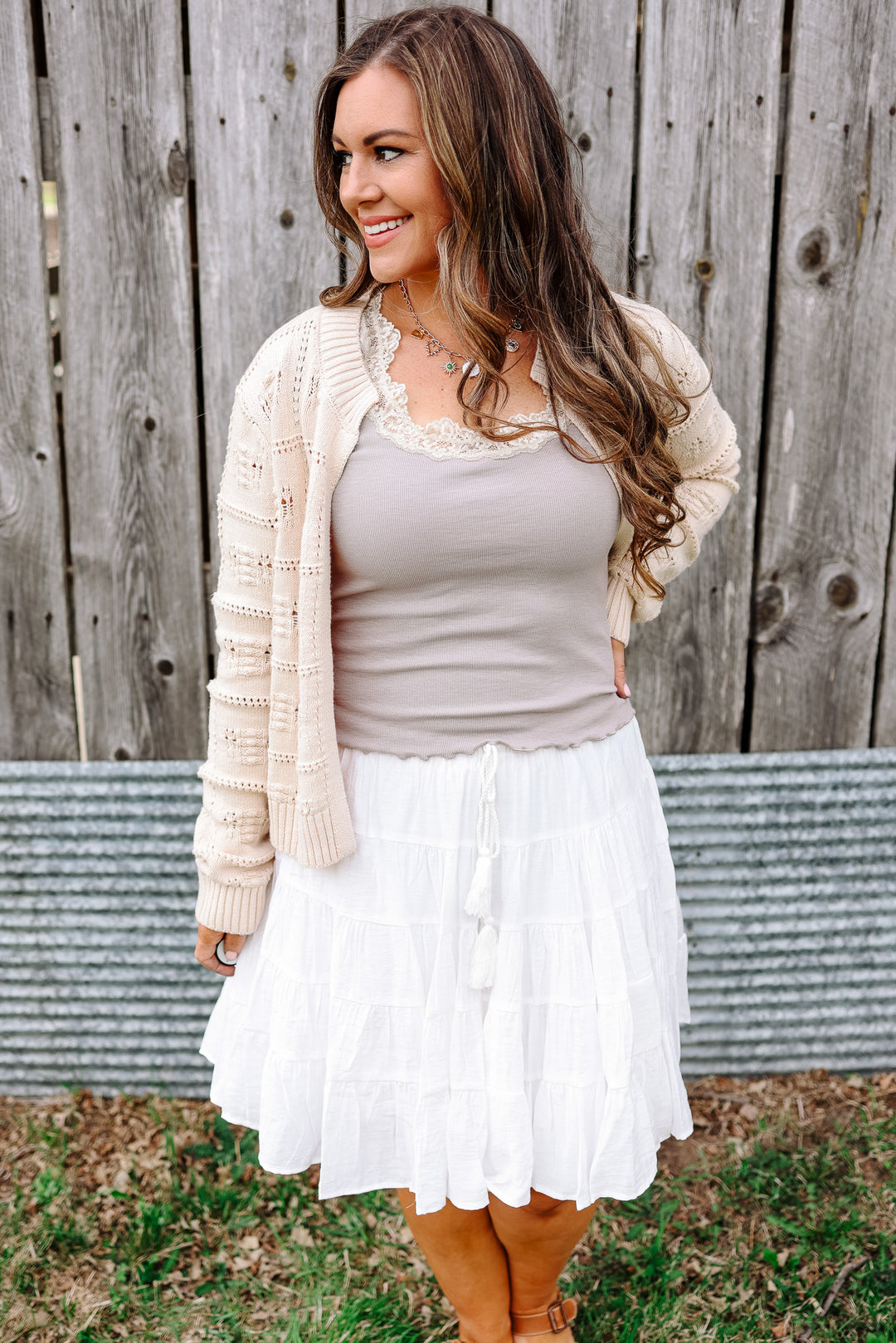 Palmer Tiered Midi Skirt - White