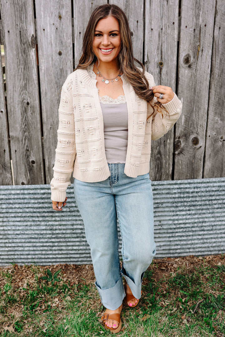 Gracelyn Checker Textured Cardigan