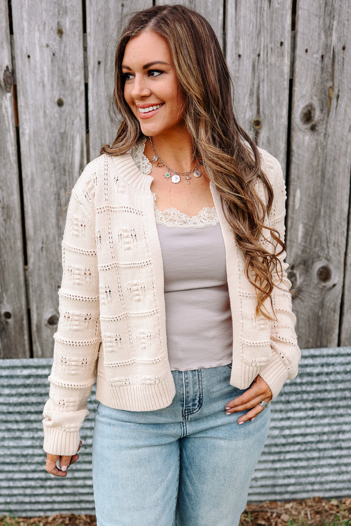 Gracelyn Checker Textured Cardigan