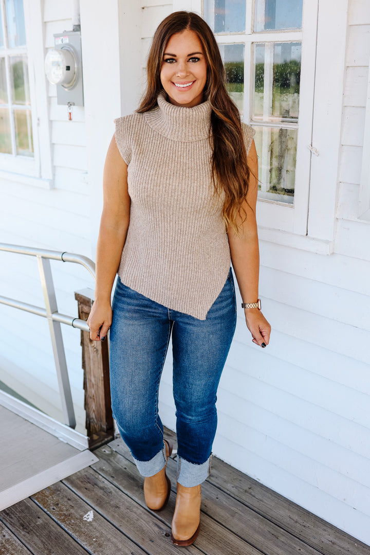Maia Asymmetrical Sweater Vest - Mocha
