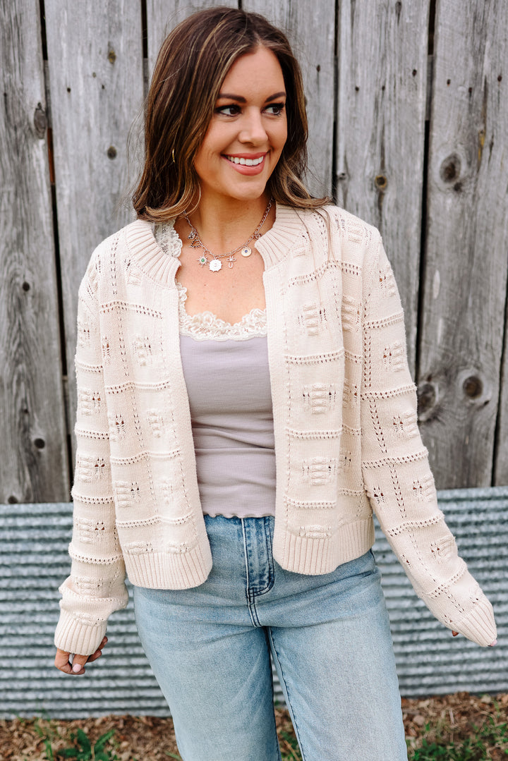 Gracelyn Checker Textured Cardigan
