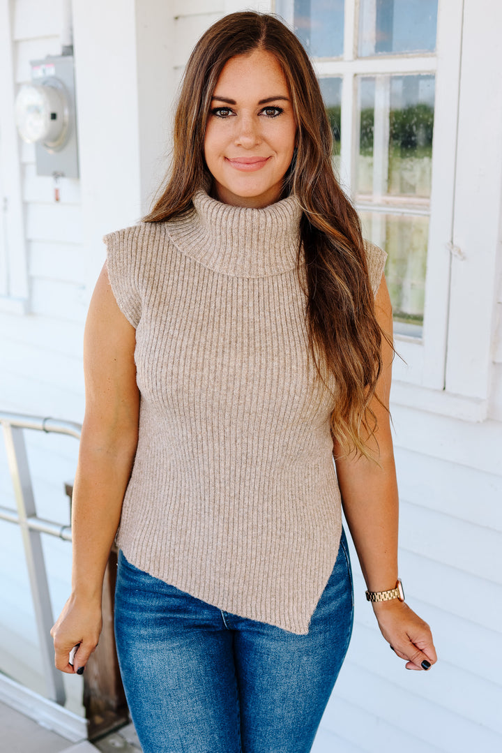 Maia Asymmetrical Sweater Vest - Mocha