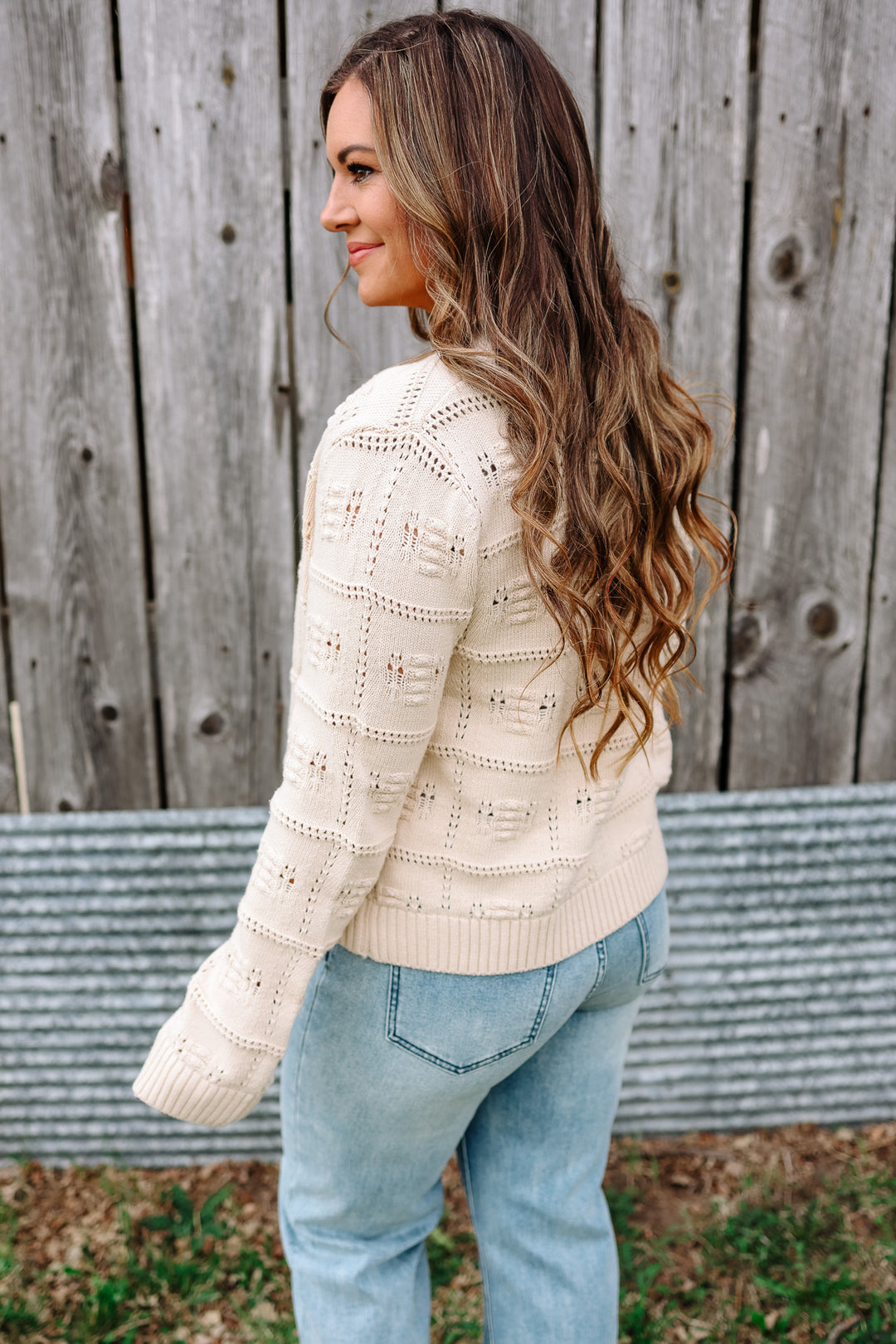 Gracelyn Checker Textured Cardigan