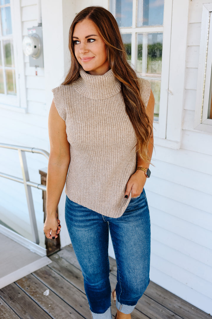 Maia Asymmetrical Sweater Vest - Mocha