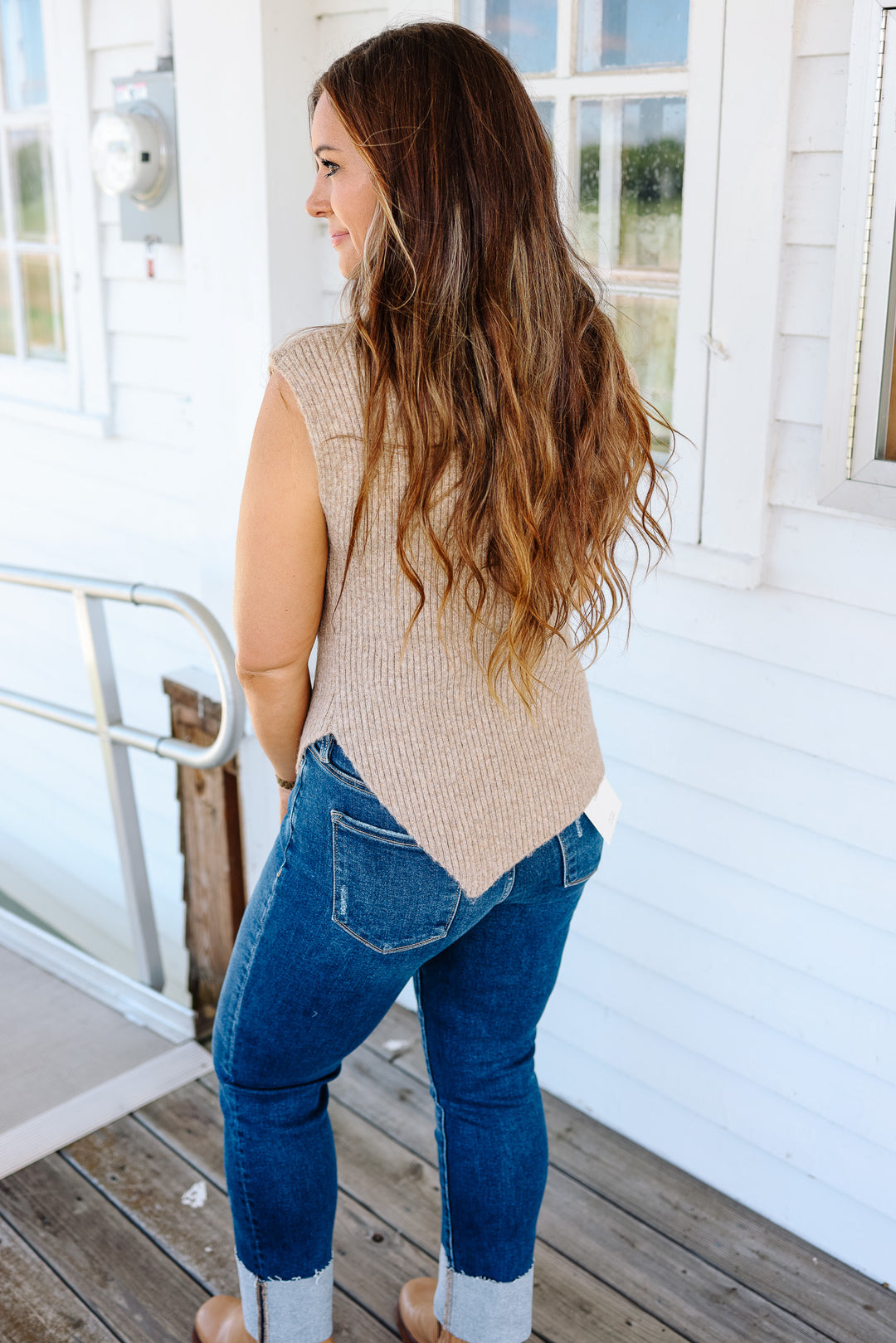 Maia Asymmetrical Sweater Vest - Mocha