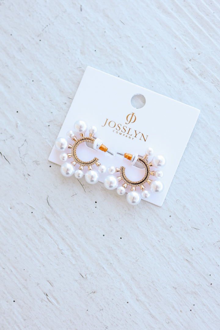 Luxie Pearl Huggie Hoop Earrings