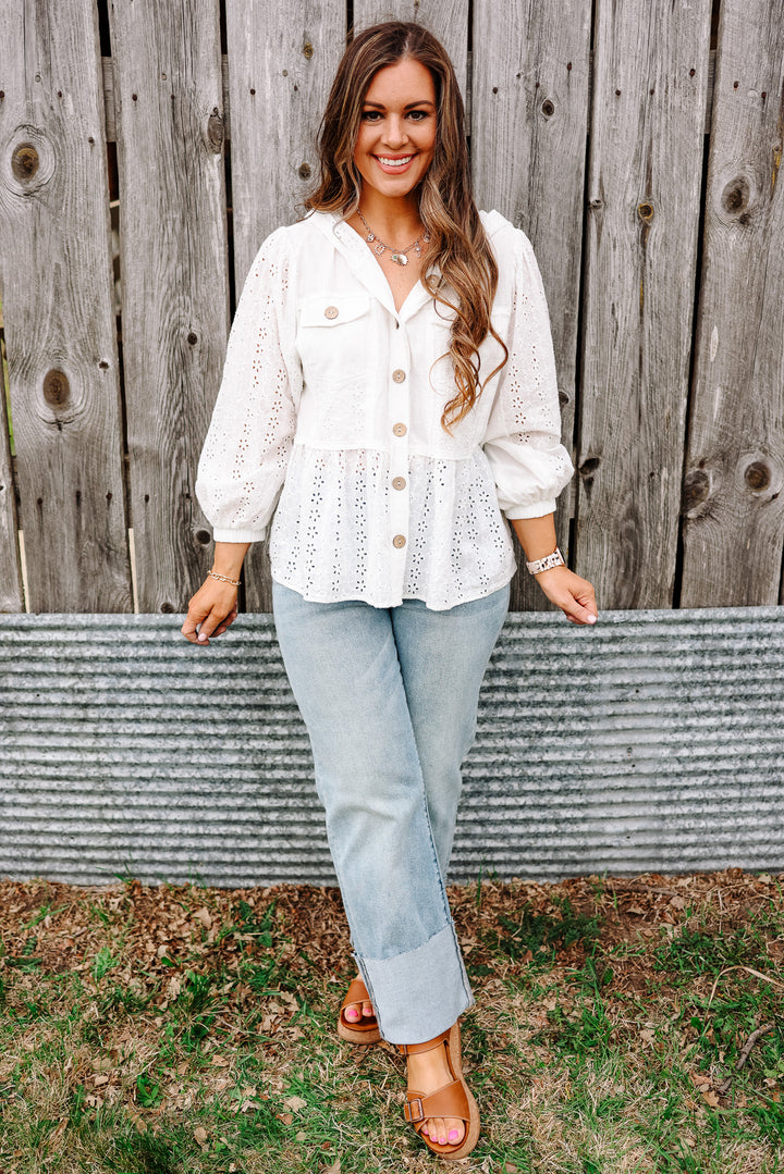Riley Eyelet Mixed Lace Cotton Top