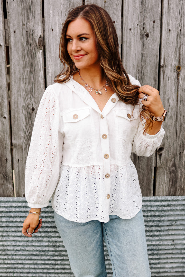 Riley Eyelet Mixed Lace Cotton Top