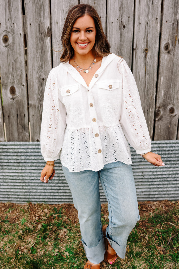 Riley Eyelet Mixed Lace Cotton Top