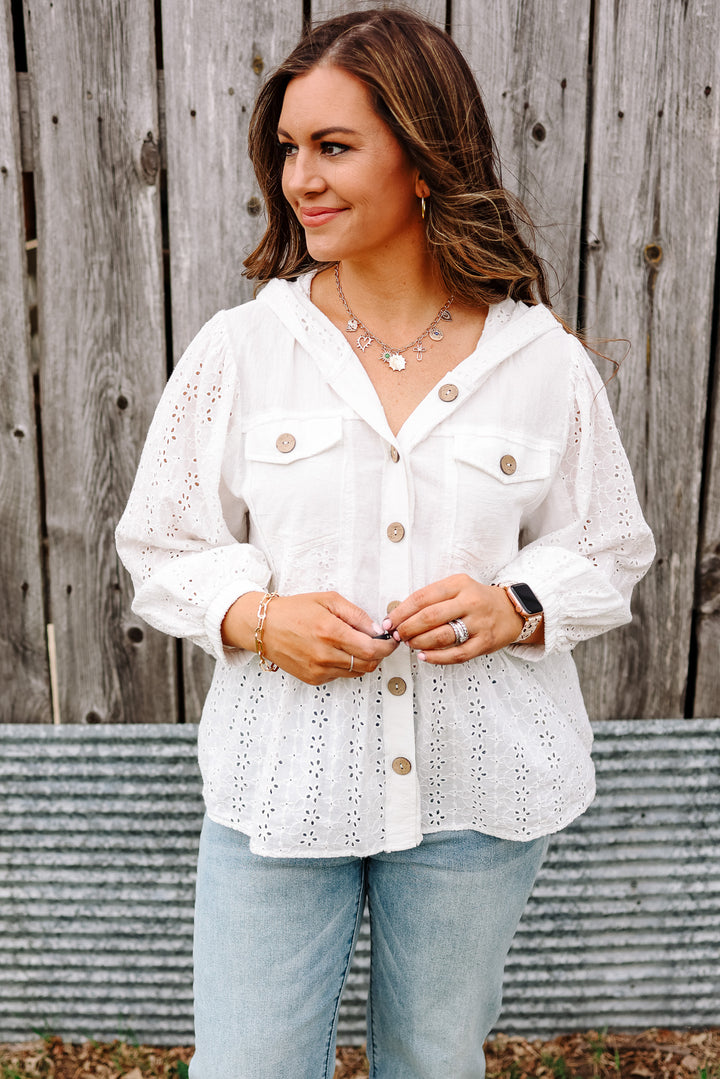 Riley Eyelet Mixed Lace Cotton Top