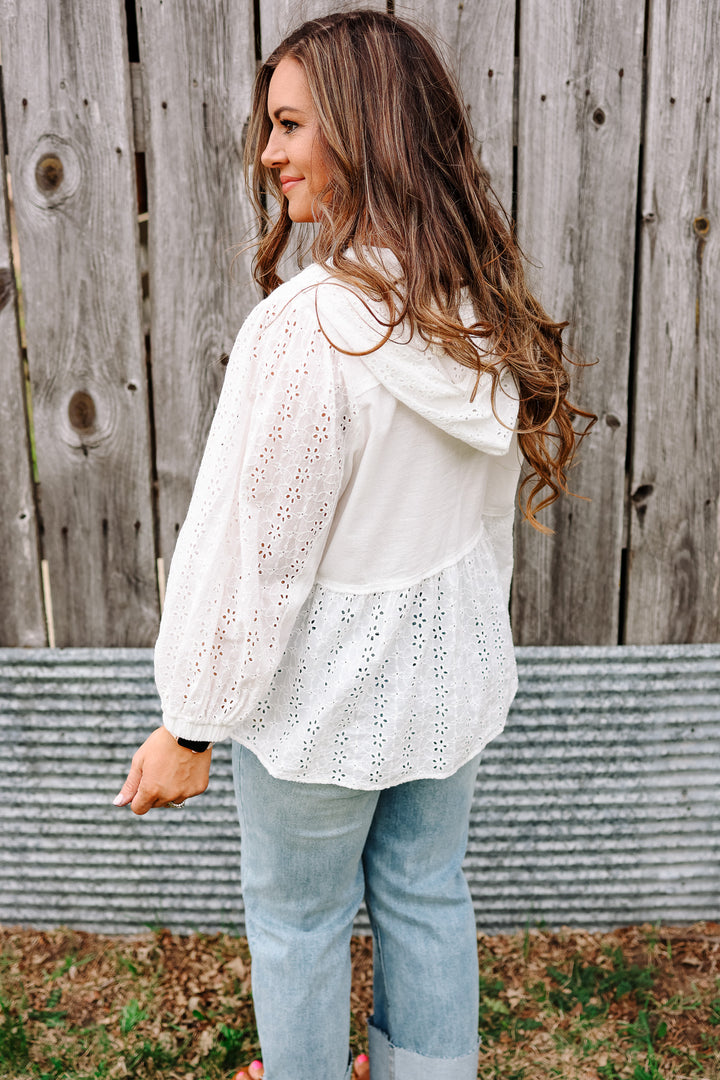 Riley Eyelet Mixed Lace Cotton Top