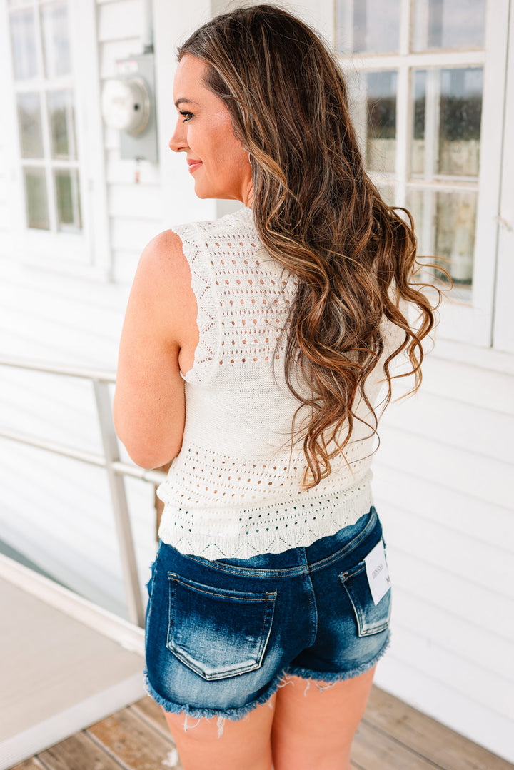 Cherry Embroidered Sweater Tank