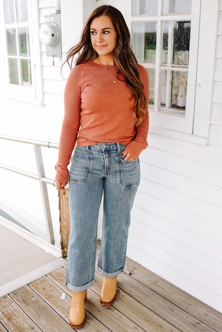 FLYING MONKEY: Maren Tabbed Waistband Cuffed Jeans