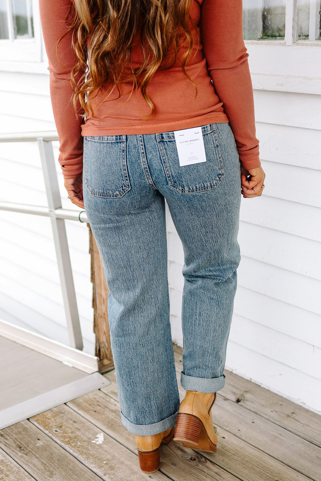 FLYING MONKEY: Maren Tabbed Waistband Cuffed Jeans
