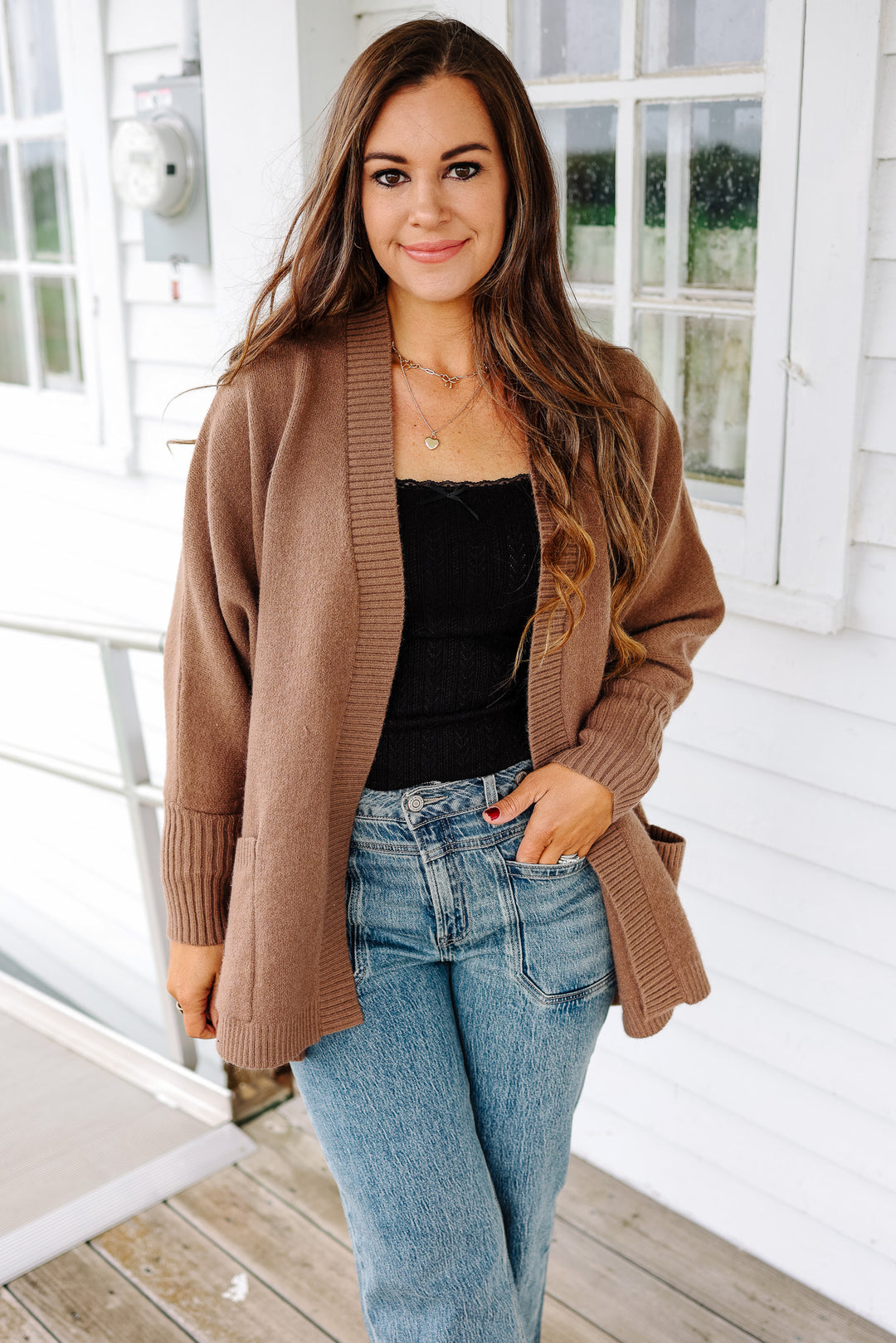 Ozzy Dolman Sleeve Cardigan - Mocha