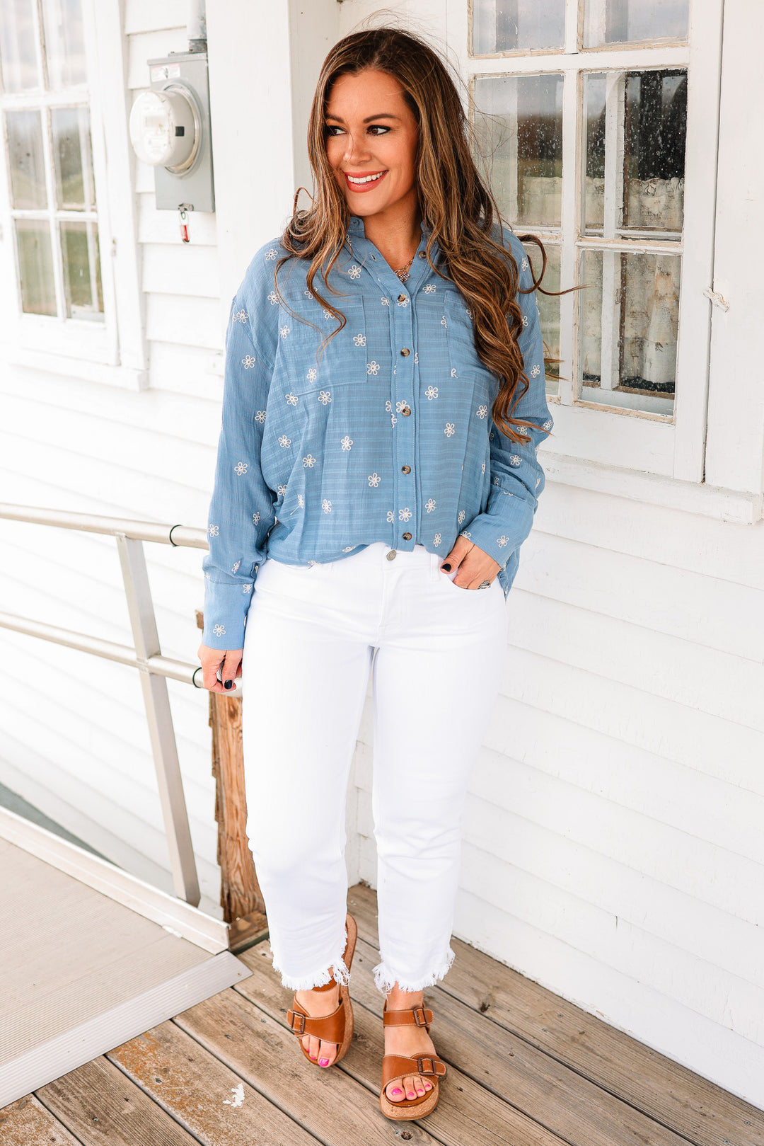 VERVET: Cove Mid Rise White Crop Straight Jeans