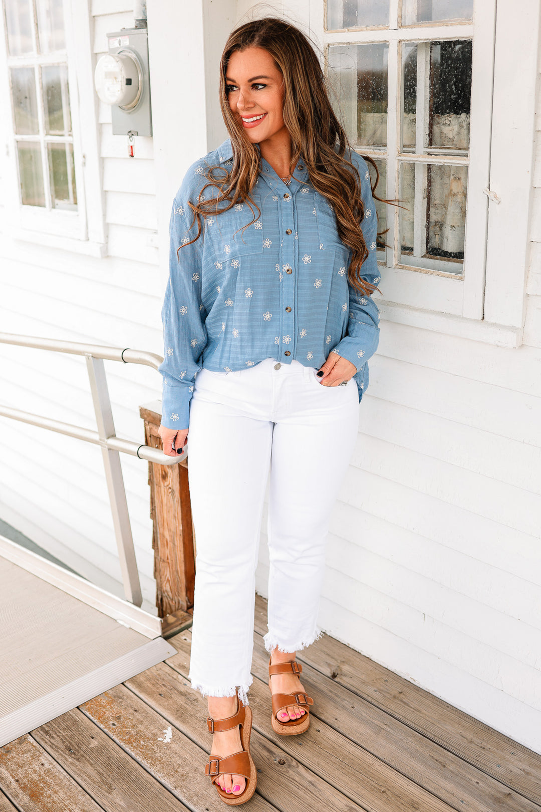 VERVET: Cove Mid Rise White Crop Straight Jeans