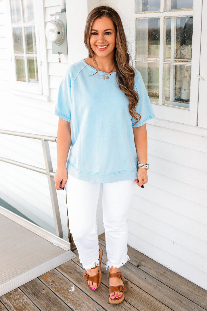 Bella Terry Top - Sky Blue