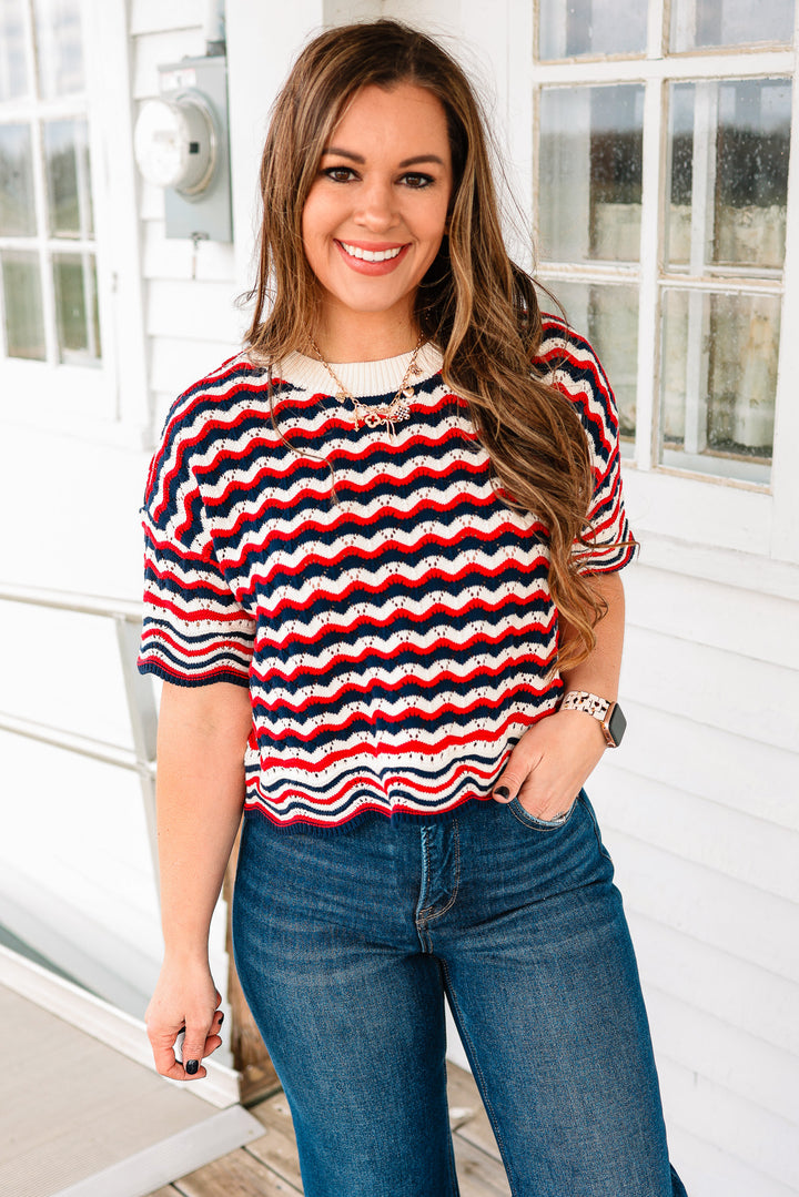 Bree Striped Open Knit Sweater