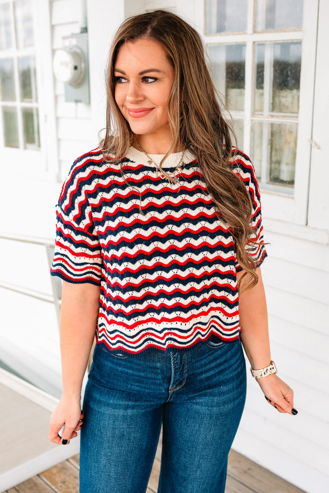 Bree Striped Open Knit Sweater