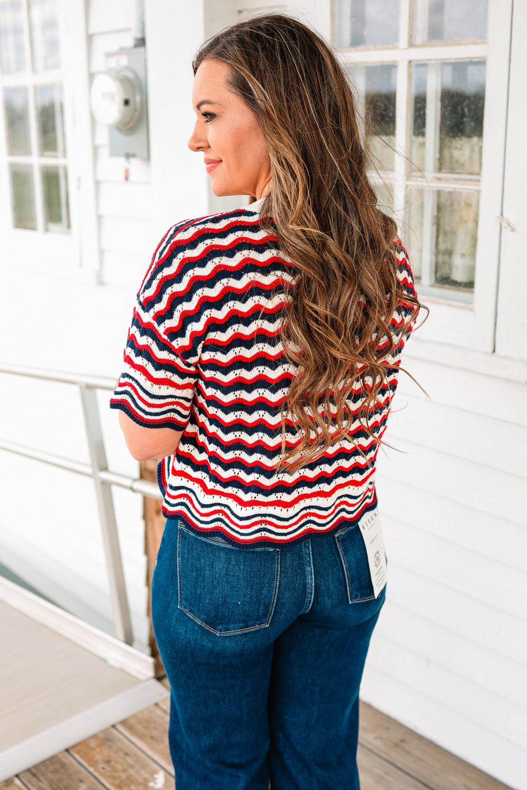 Bree Striped Open Knit Sweater