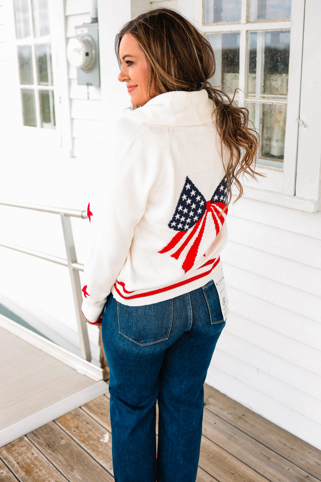 Americana Ribbon Shawl Collar Cardigan
