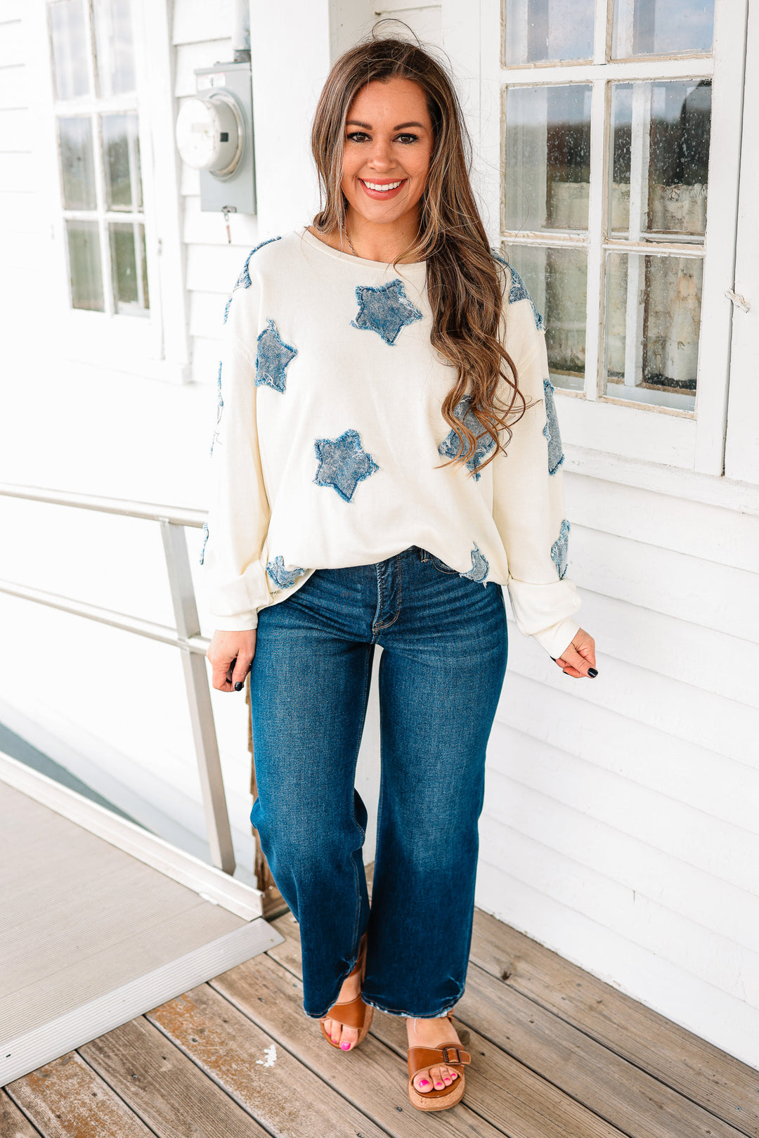 Denim Star Patch Top