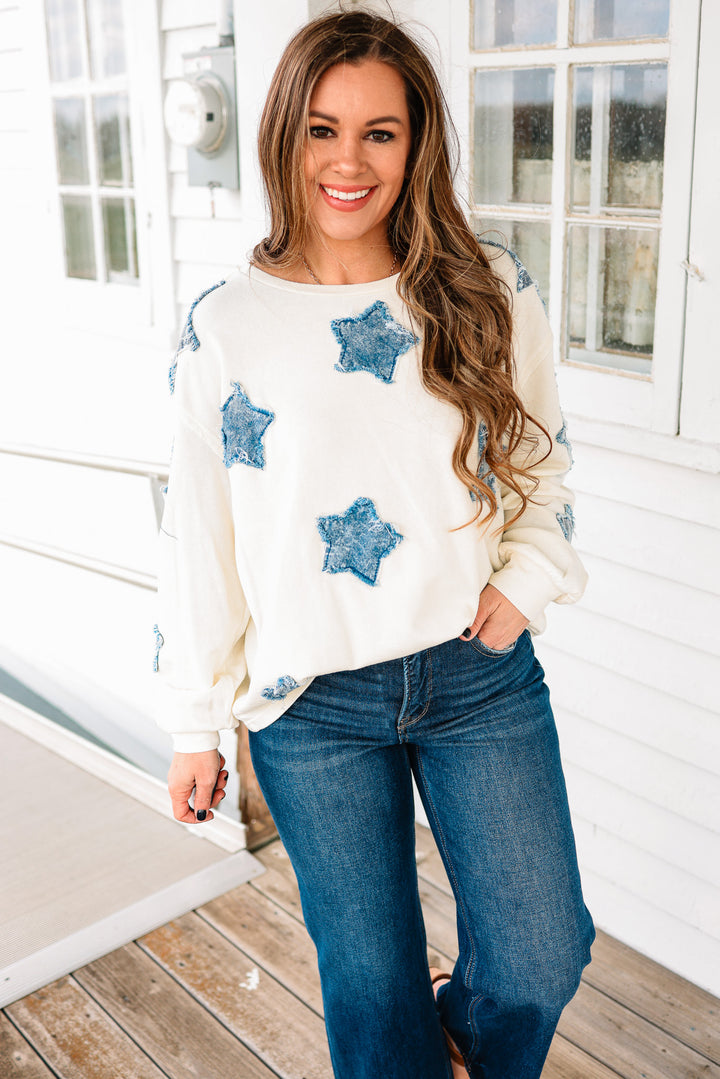 Denim Star Patch Top