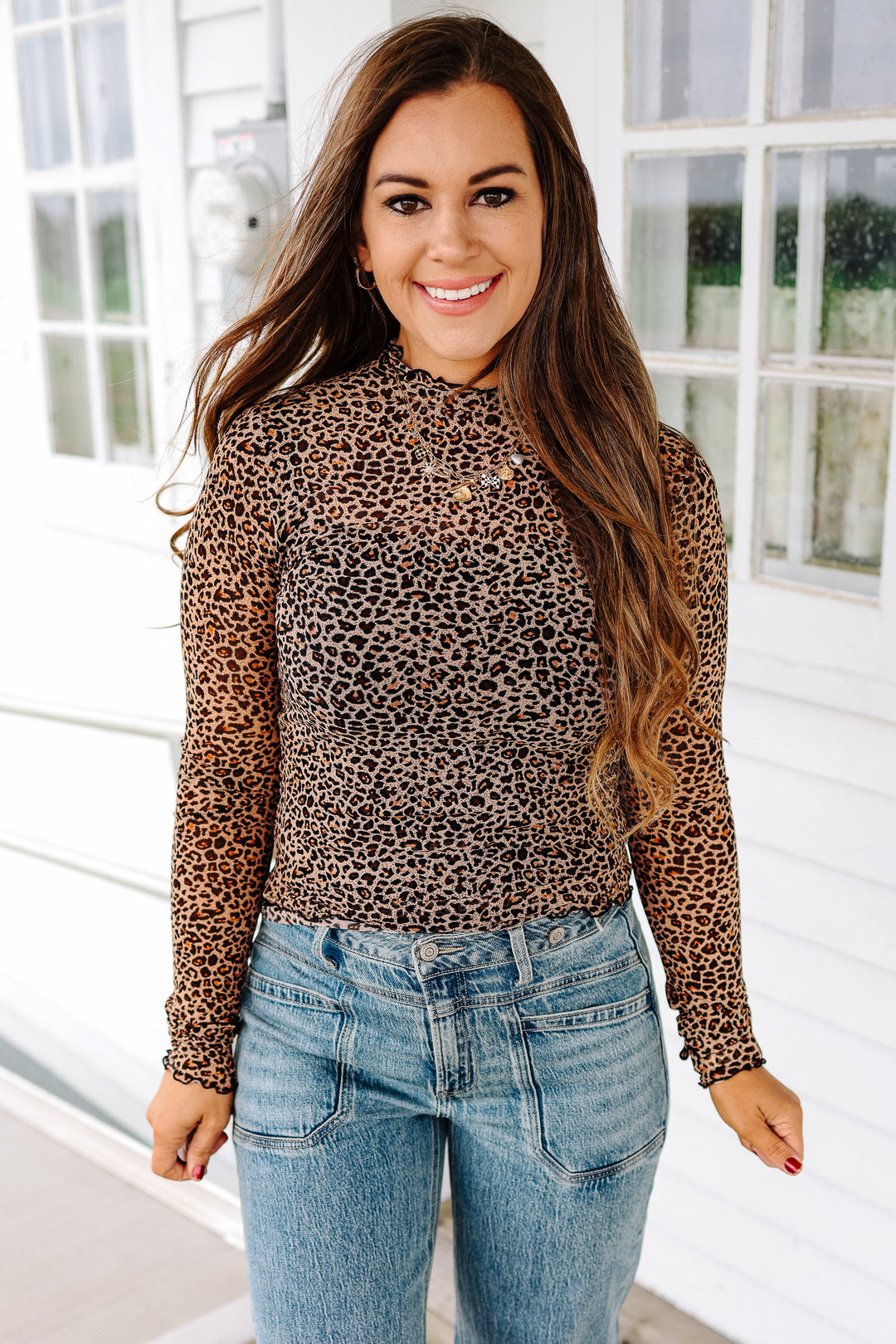 Calla Leopard Mesh Top