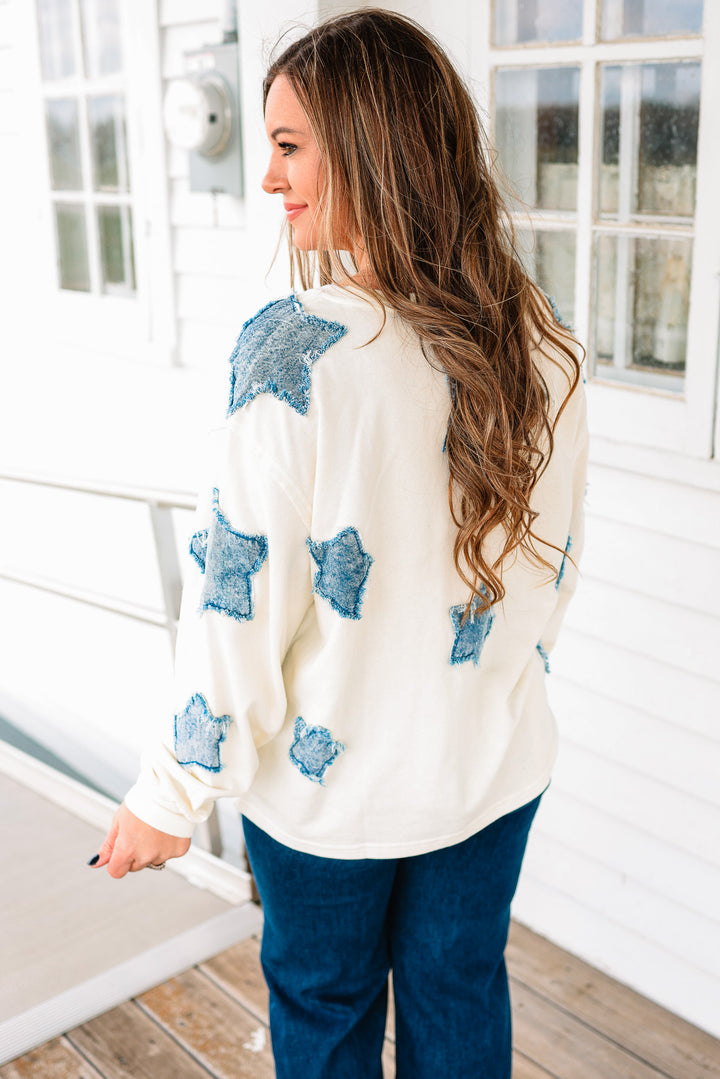 Denim Star Patch Top