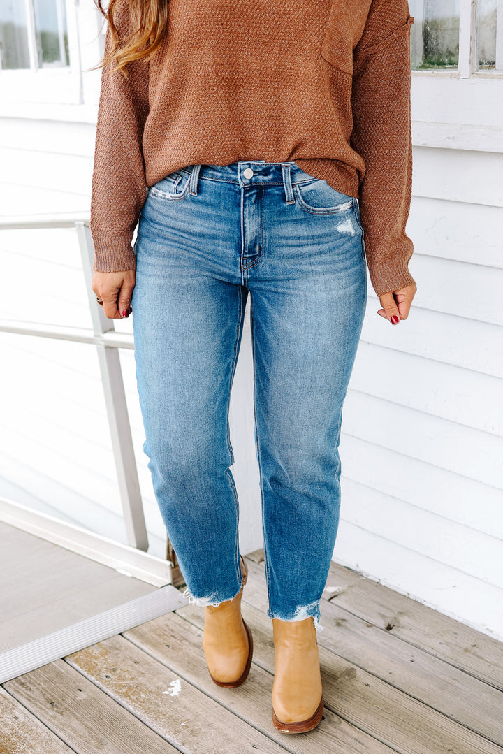 LOVERVET: ROME FRAYED HEM CROP JEANS